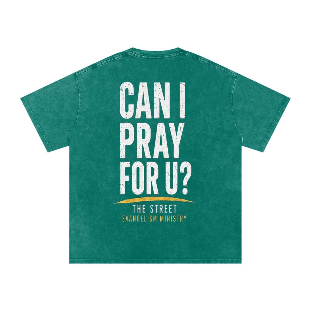 Can I Pray For U? Snow Washed Oversized Cotton T-Shirt